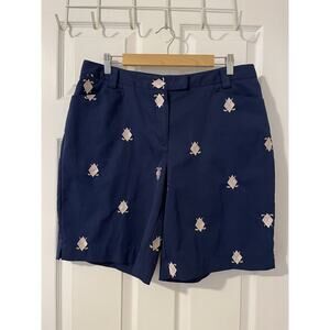 Coral Bay Golf Women's Size 14 Shorts Navy Blue Gold Pink Embroidered Clubs